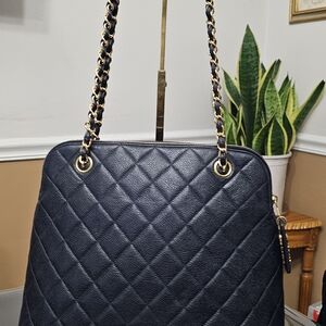 CHANEL CAVIAR NAVY BLUE DOME Women's Bag